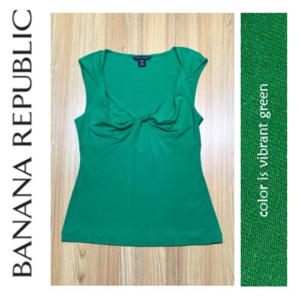 Banana Republic Vibrant Green Twist-Front Tank Top